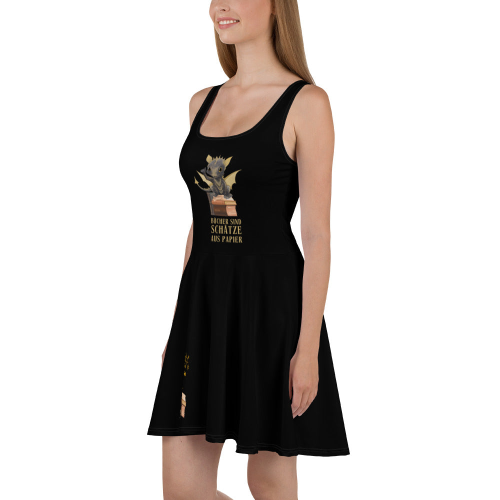 Bragi der Bücherdrache Skater-Kleid Bücher sind Schätze aus Papier