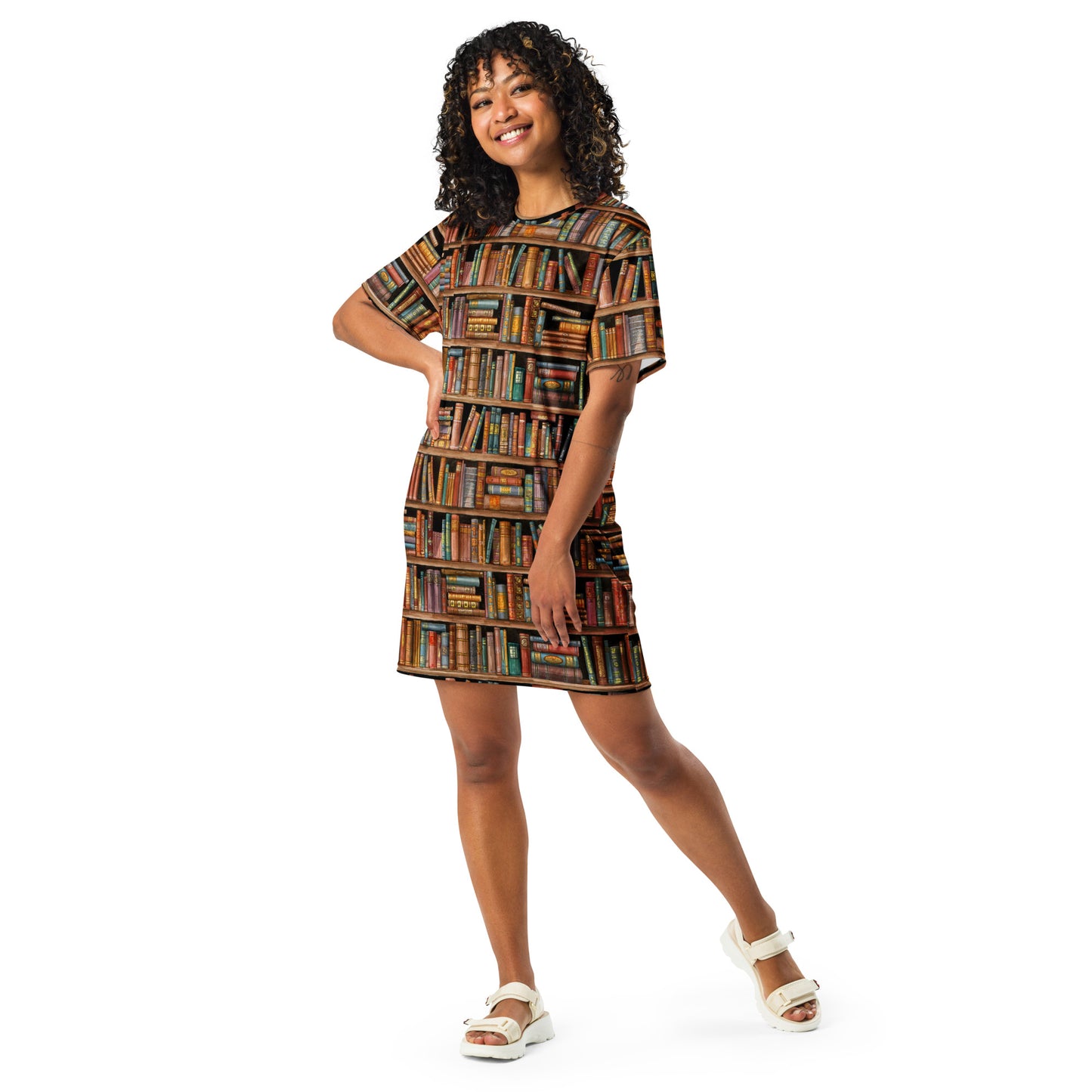 Antiquariat T-Shirt-Kleid Antikes Bücherregal