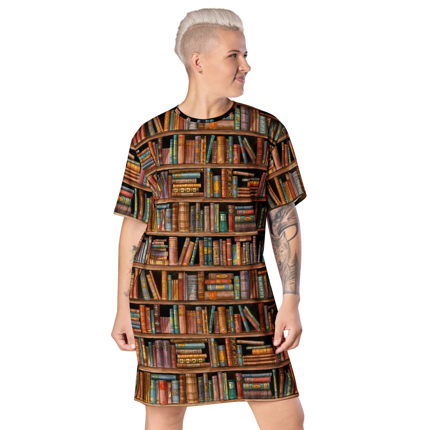 Antiquariat T-Shirt-Kleid Antikes Bücherregal