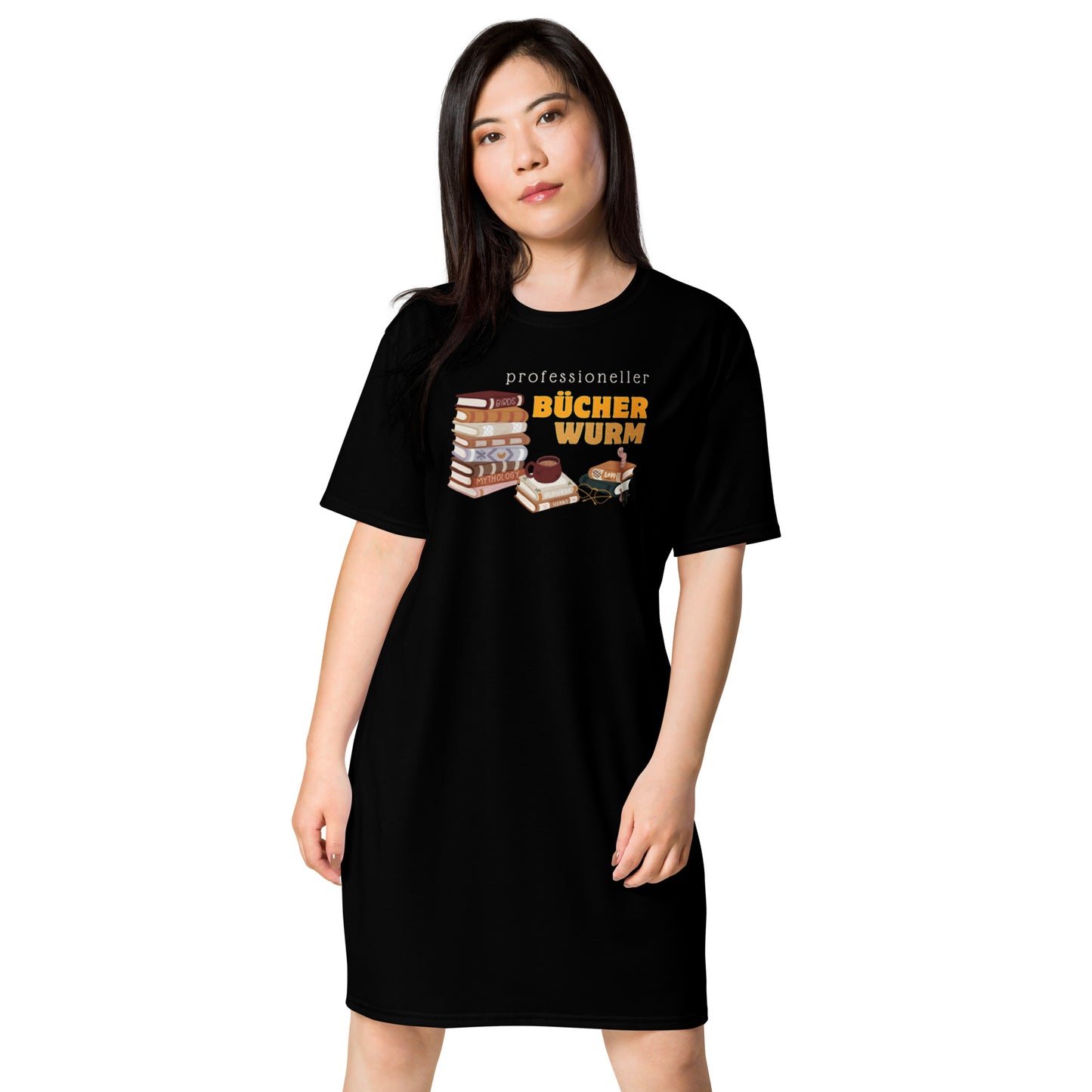 Professioneller Bücherwurm T-Shirt-Kleid für Buchliebhaberinnen