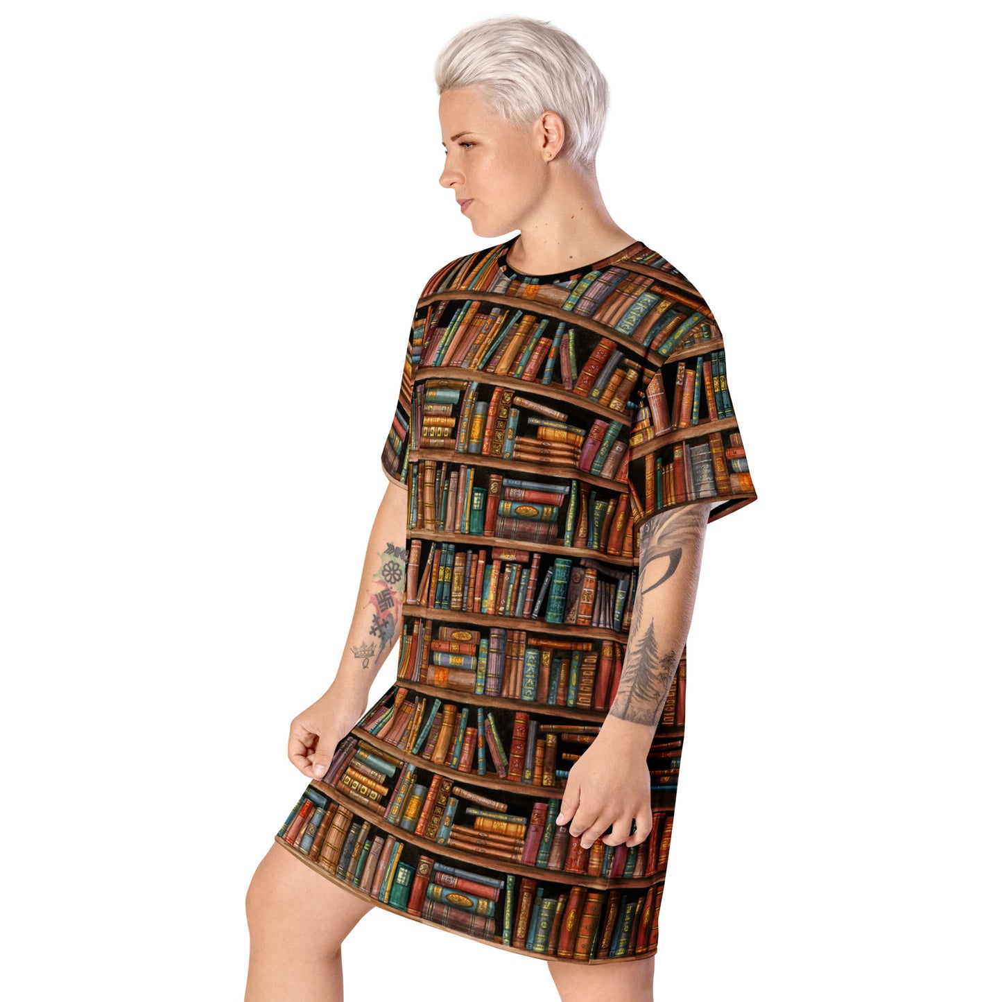 Antiquariat T-Shirt-Kleid Antikes Bücherregal