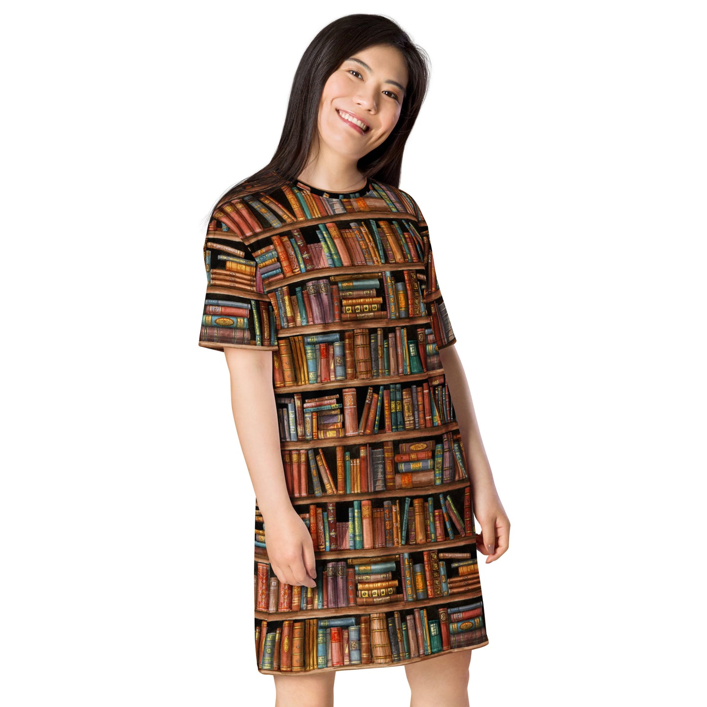 Antiquariat T-Shirt-Kleid Antikes Bücherregal