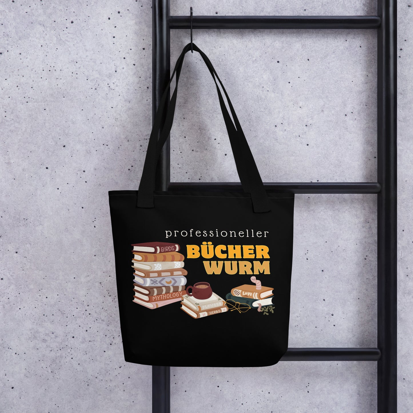 Professioneller Bücherwurm Büchertasche