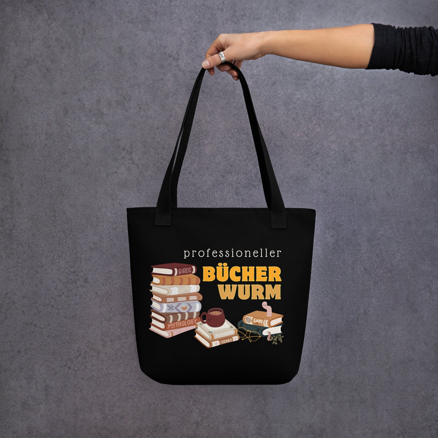 Professioneller Bücherwurm Büchertasche