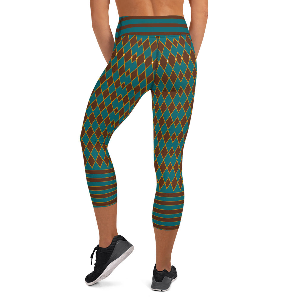 Pixie Gaukler Yoga-Capri-Leggings Blau Braun