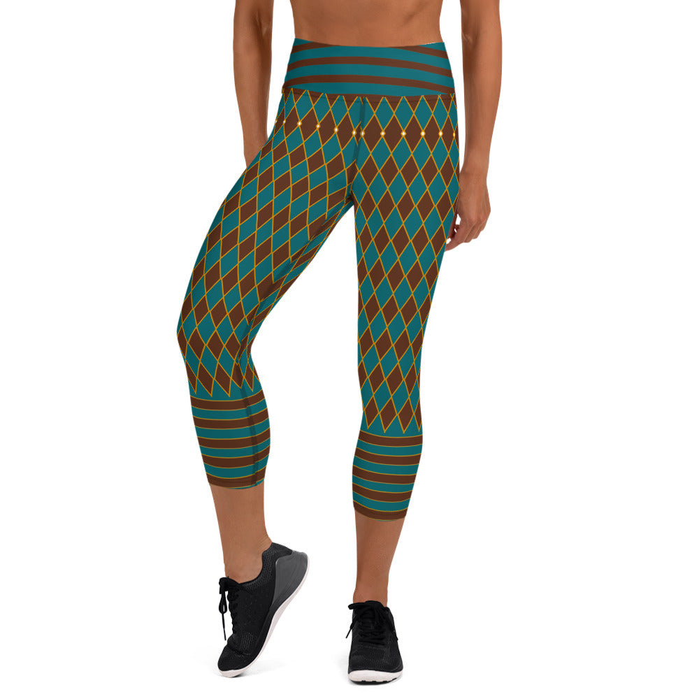 Pixie Gaukler Yoga-Capri-Leggings Blau Braun