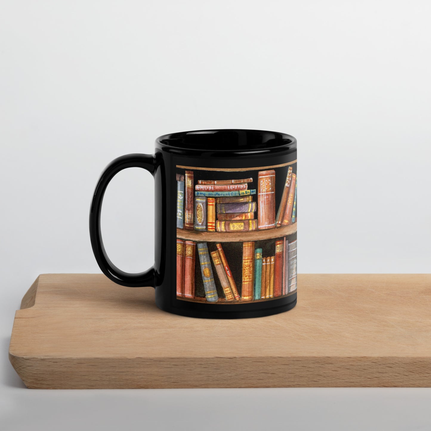 Kaffeetasse Bücherregal Schwarz Glossy