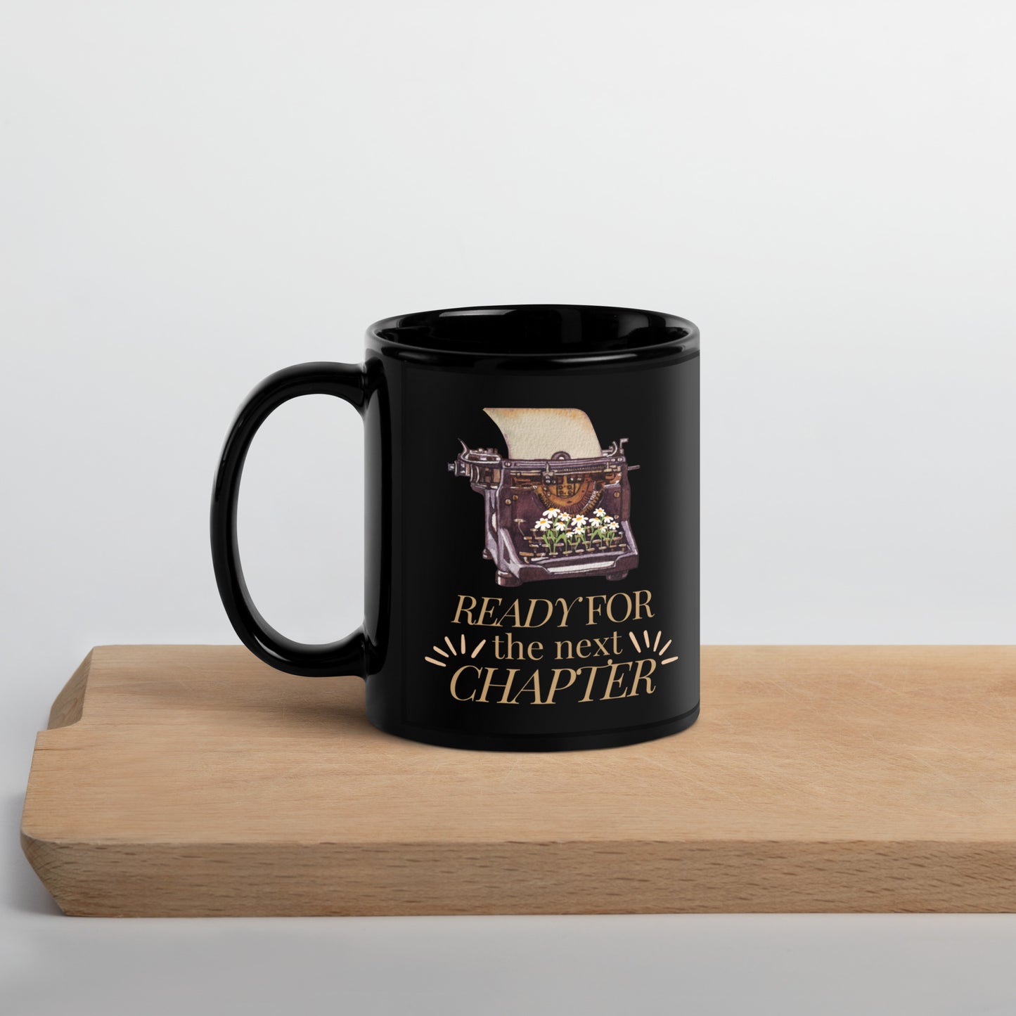 Ready for the next Chapter schwarze glänzende Tasse für Autorinnen
