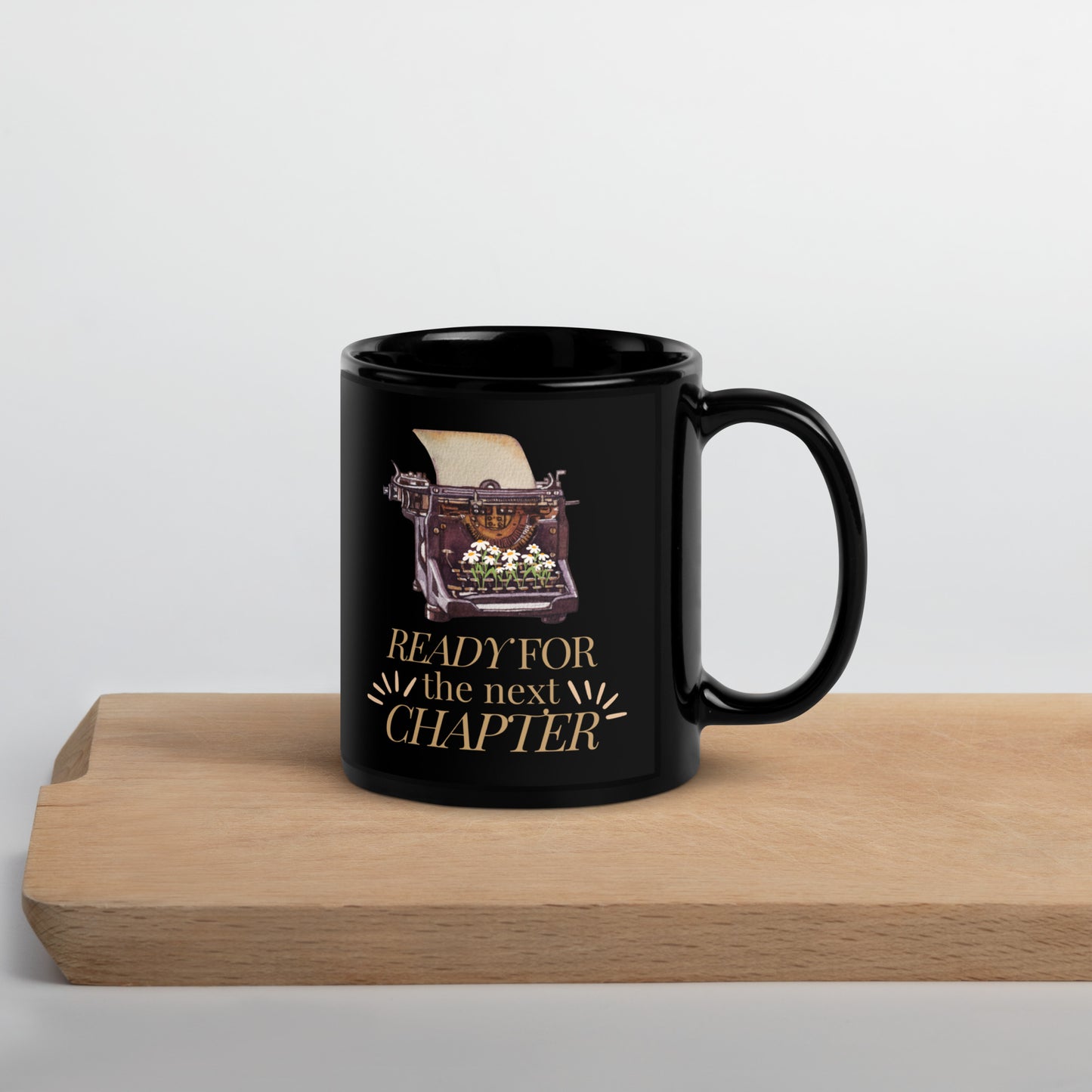 Ready for the next Chapter schwarze glänzende Tasse für Autorinnen