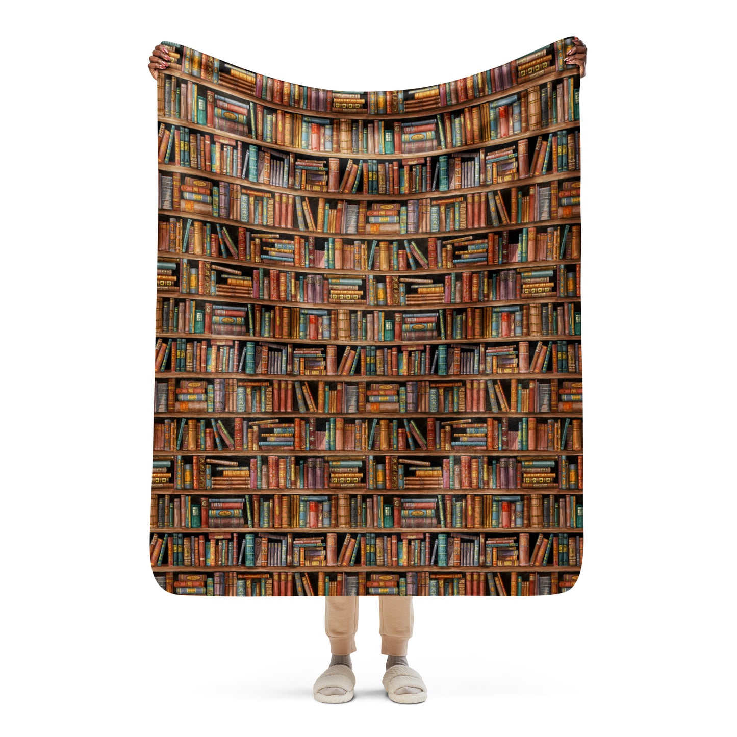 Kuschelige Sherpa-Decke im Bücherregaldesign für deine Leseecke