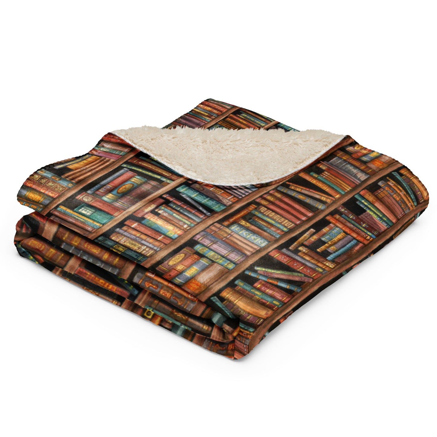 Kuschelige Sherpa-Decke im Bücherregaldesign für deine Leseecke