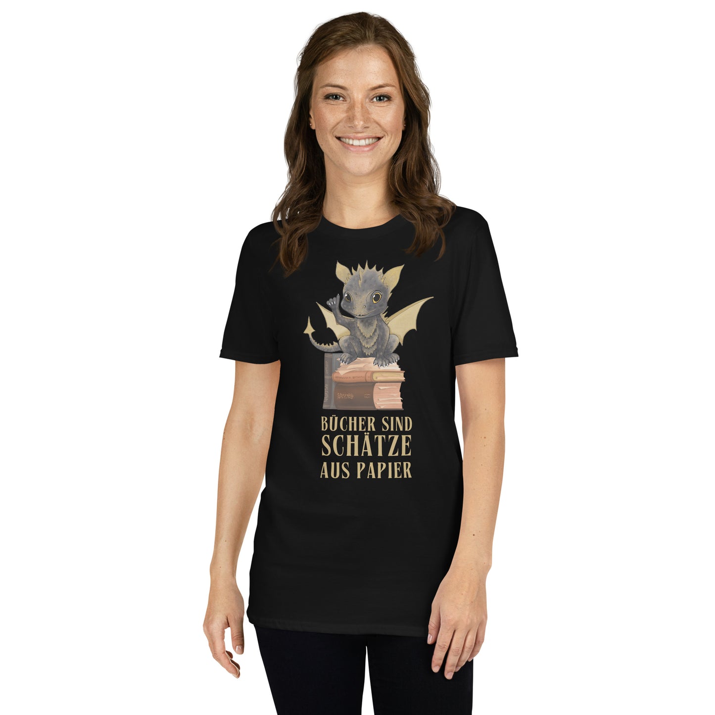 Bücher sind Schätze aus Papier T-Shirt Unisex Bragi der Bücherdrache