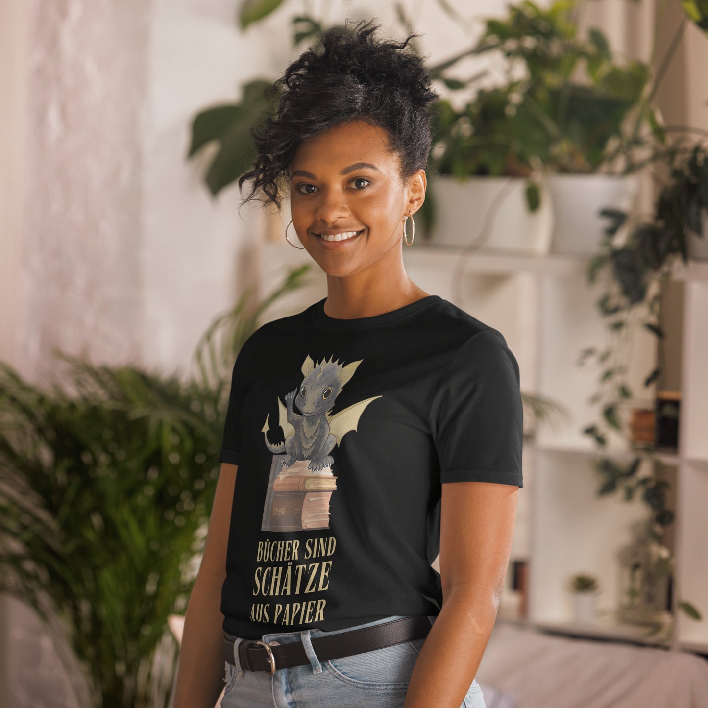 Bücher sind Schätze aus Papier T-Shirt Unisex Bragi der Bücherdrache