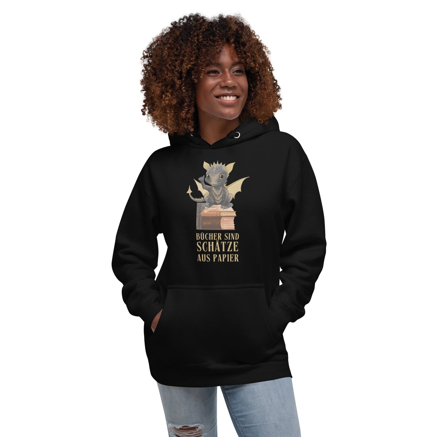 Bücher sind Schätze aus Papier - Bragi der Bücherdrache Hoodie Kapuzenpullover