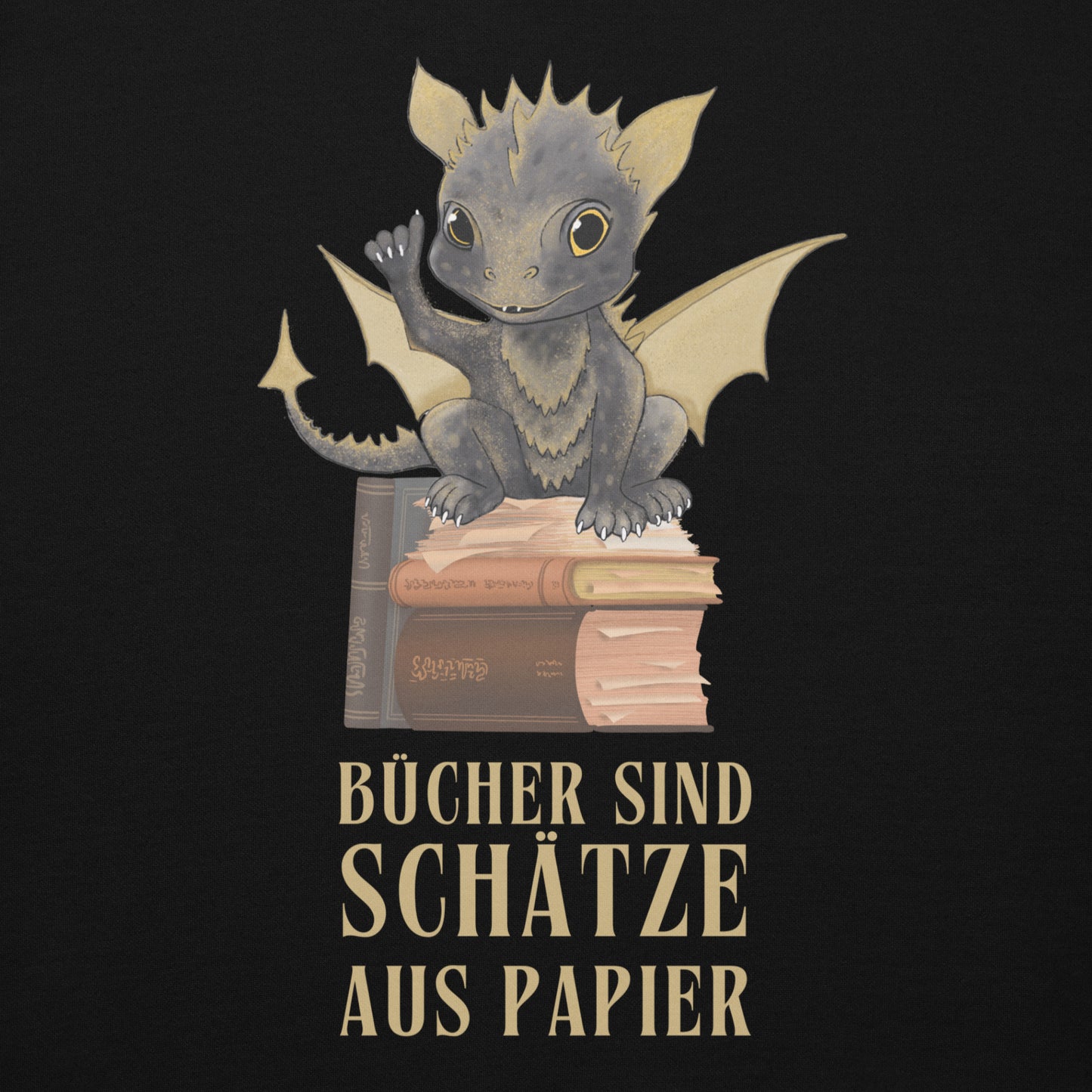 Bücher sind Schätze aus Papier - Bragi der Bücherdrache Hoodie Kapuzenpullover