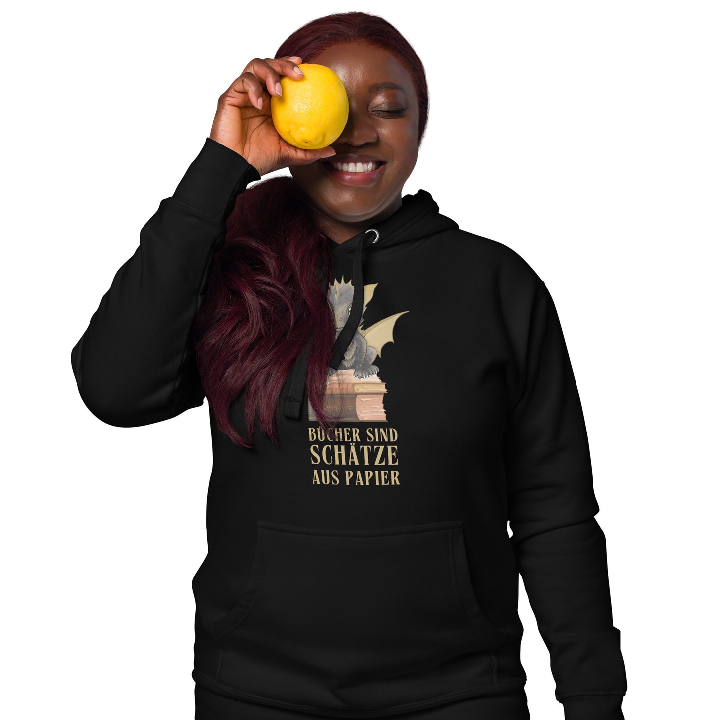 Bücher sind Schätze aus Papier - Bragi der Bücherdrache Hoodie Kapuzenpullover