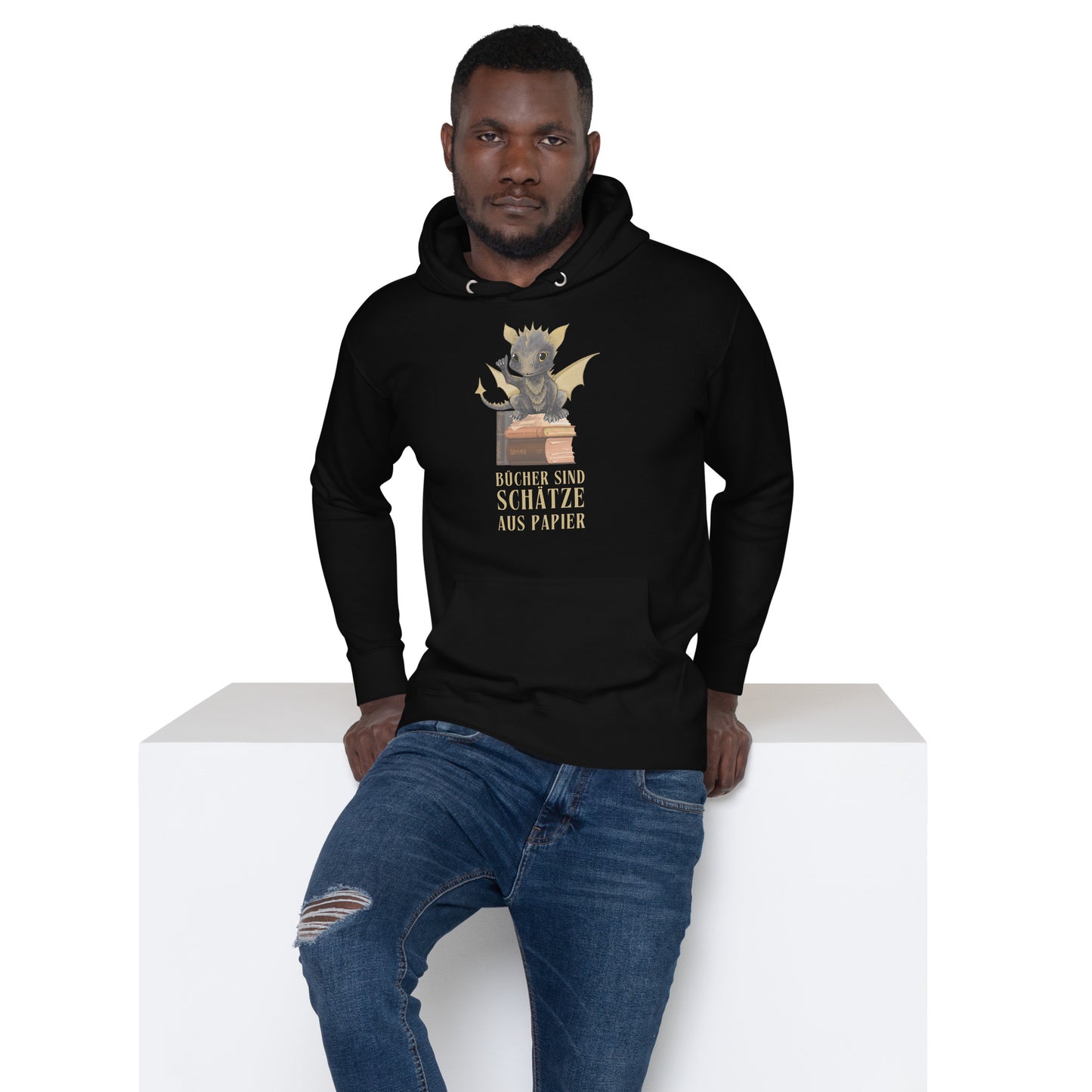 Bücher sind Schätze aus Papier - Bragi der Bücherdrache Hoodie Kapuzenpullover
