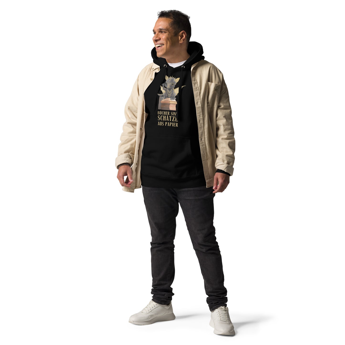 Bücher sind Schätze aus Papier - Bragi der Bücherdrache Hoodie Kapuzenpullover