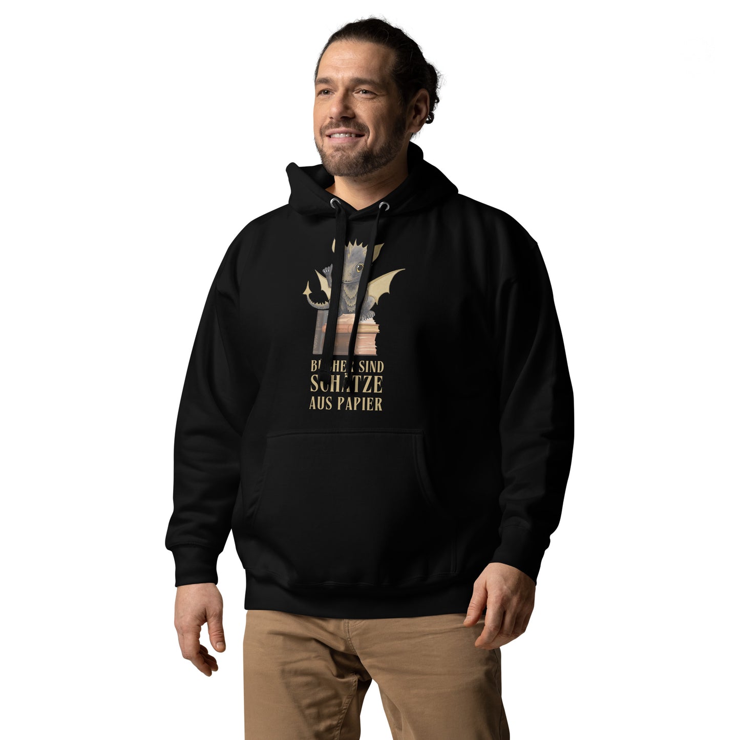 Bücher sind Schätze aus Papier - Bragi der Bücherdrache Hoodie Kapuzenpullover