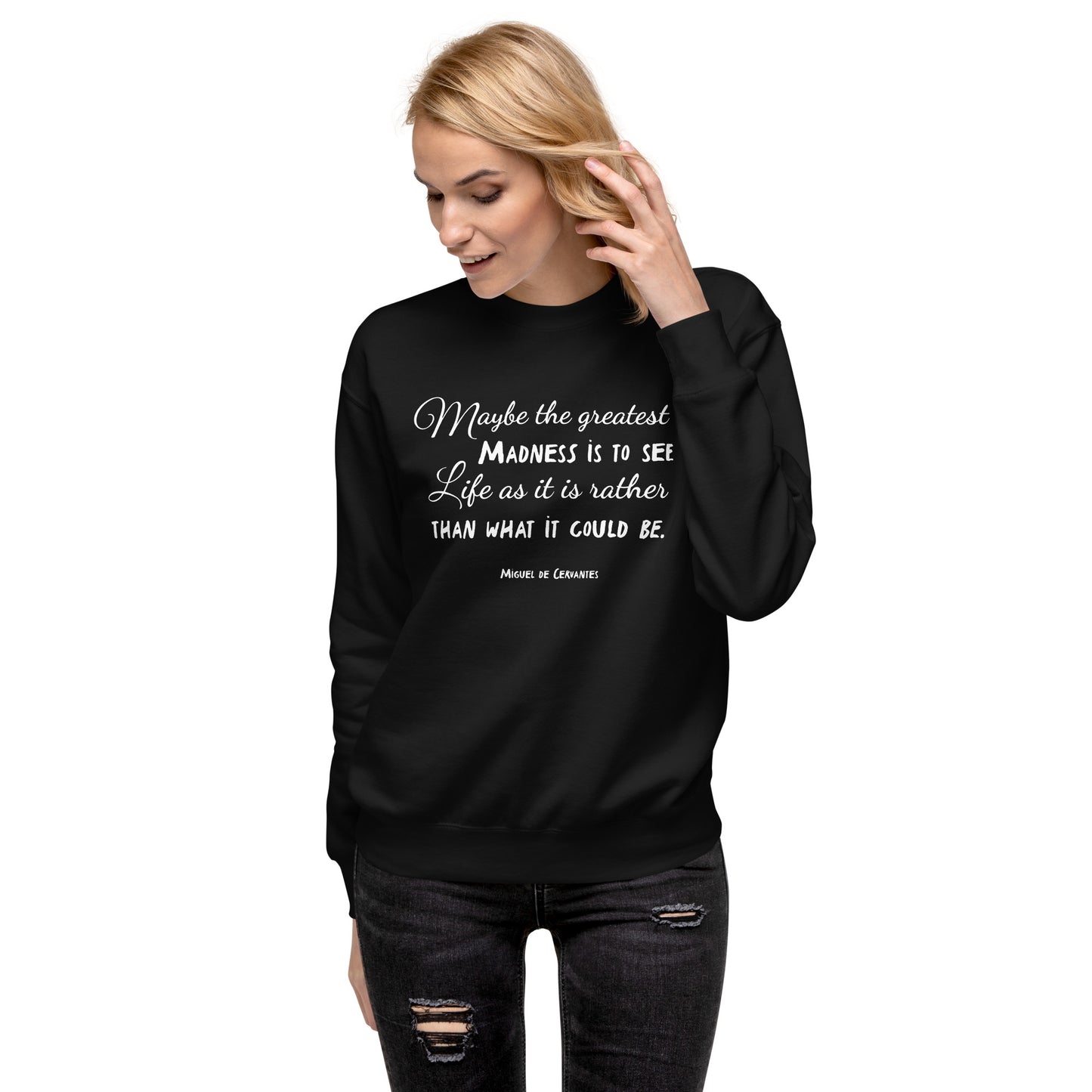 Zitat Unisex-Premium-Pullover Miguel de Cervantes