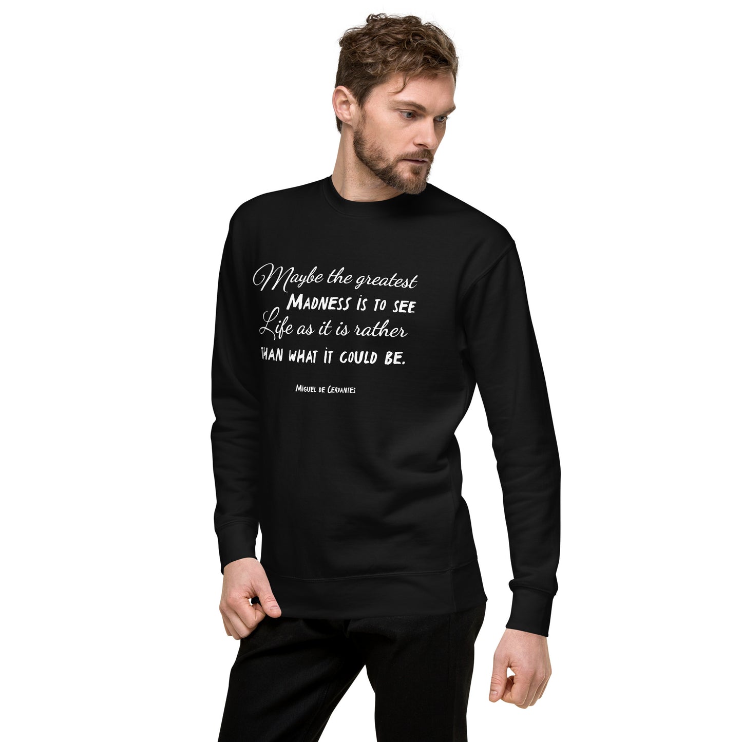Zitat Unisex-Premium-Pullover Miguel de Cervantes