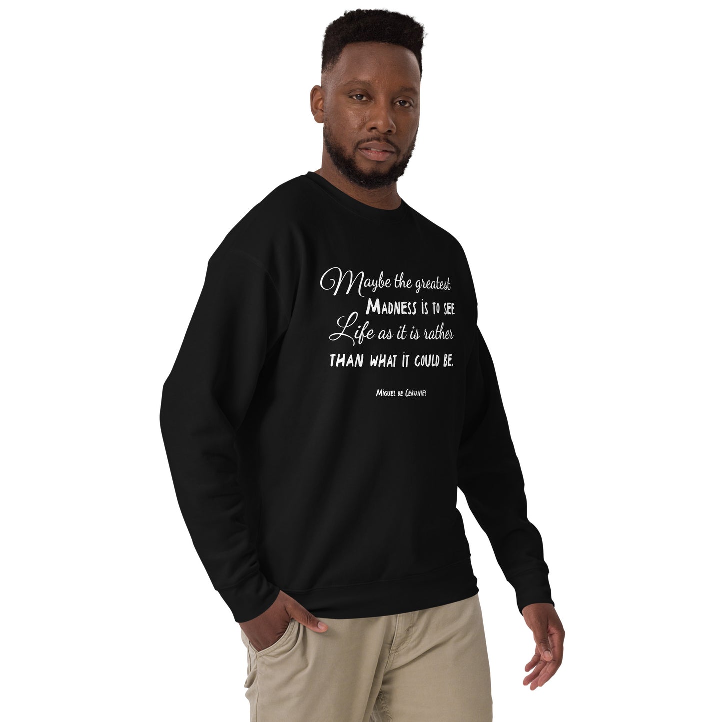 Zitat Unisex-Premium-Pullover Miguel de Cervantes