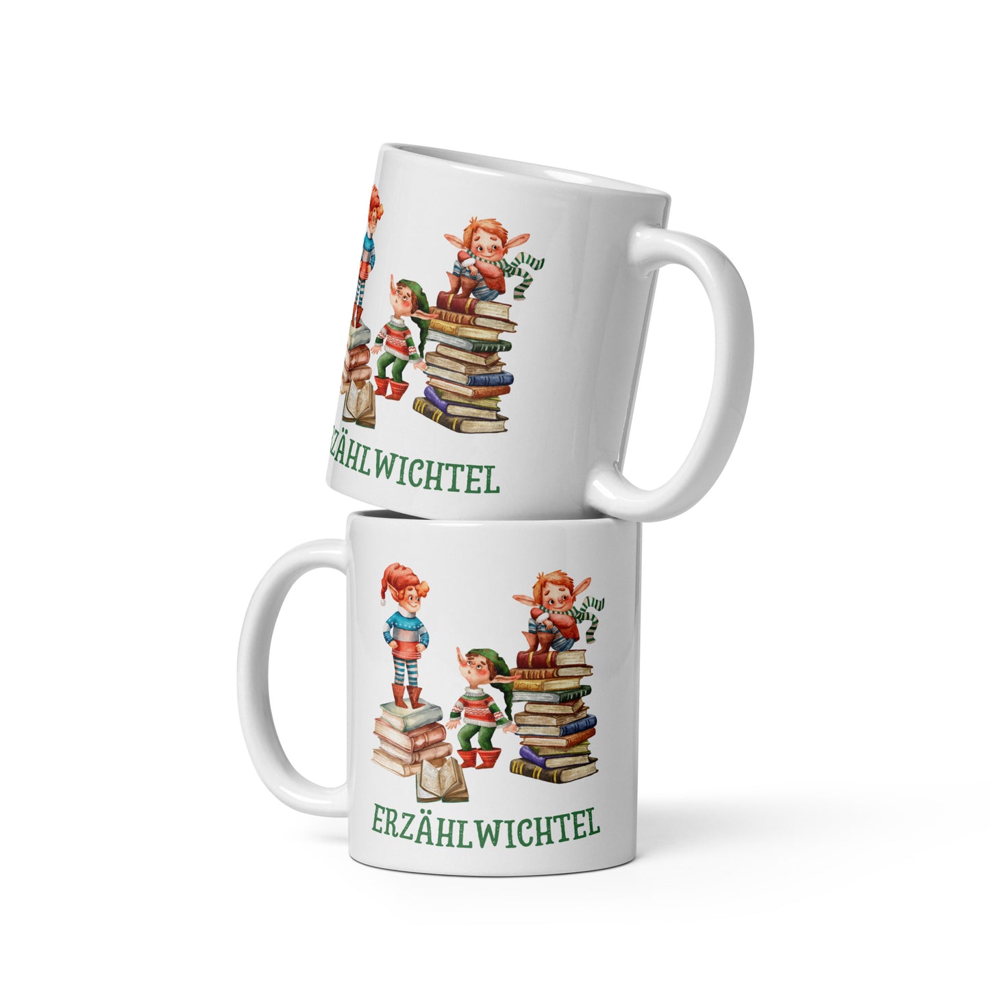 Erzählwichtel weiße Kaffeetasse für junge Geschichtenerzähler