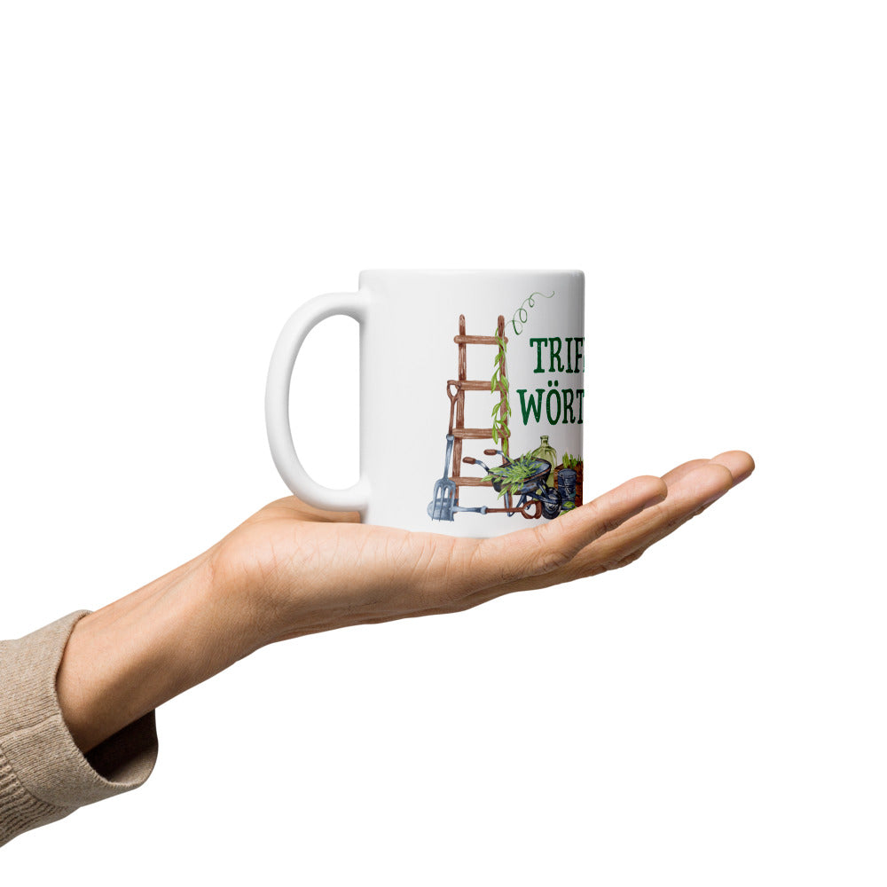 Triff mich im Wörtergarten Kaffeetasse für lesende Gärtner
