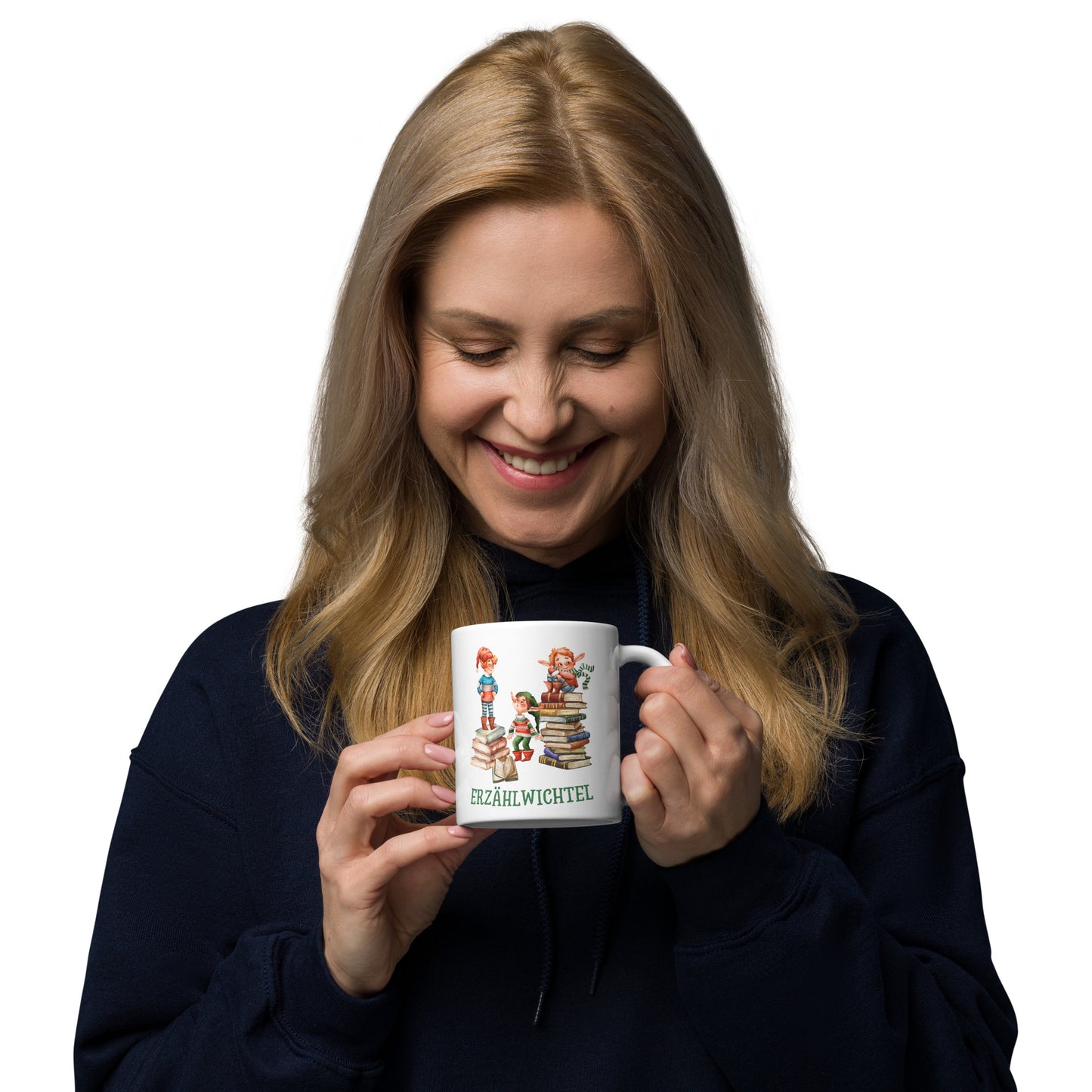 Erzählwichtel weiße Kaffeetasse für junge Geschichtenerzähler