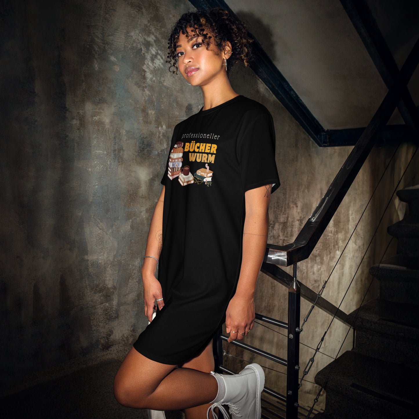 Professioneller Bücherwurm T-Shirt-Kleid für Buchliebhaberinnen