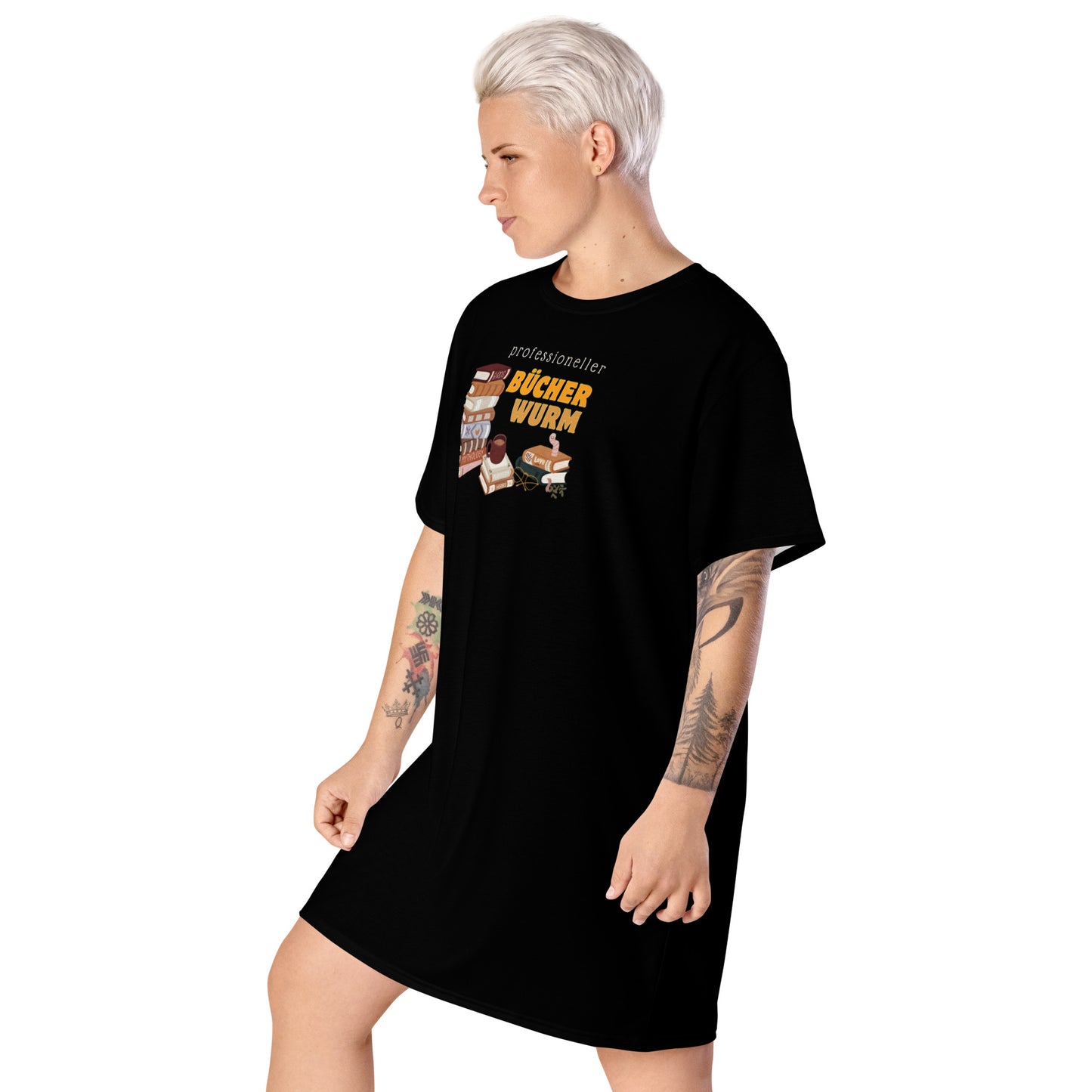 Professioneller Bücherwurm T-Shirt-Kleid für Buchliebhaberinnen