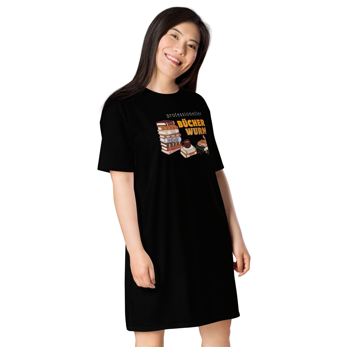 Professioneller Bücherwurm T-Shirt-Kleid für Buchliebhaberinnen
