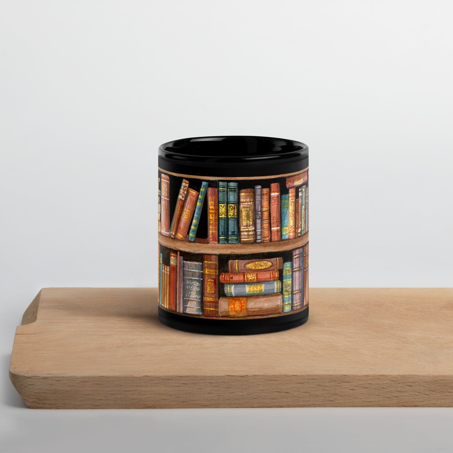 Kaffeetasse Bücherregal Schwarz Glossy