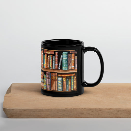 Kaffeetasse Bücherregal Schwarz Glossy