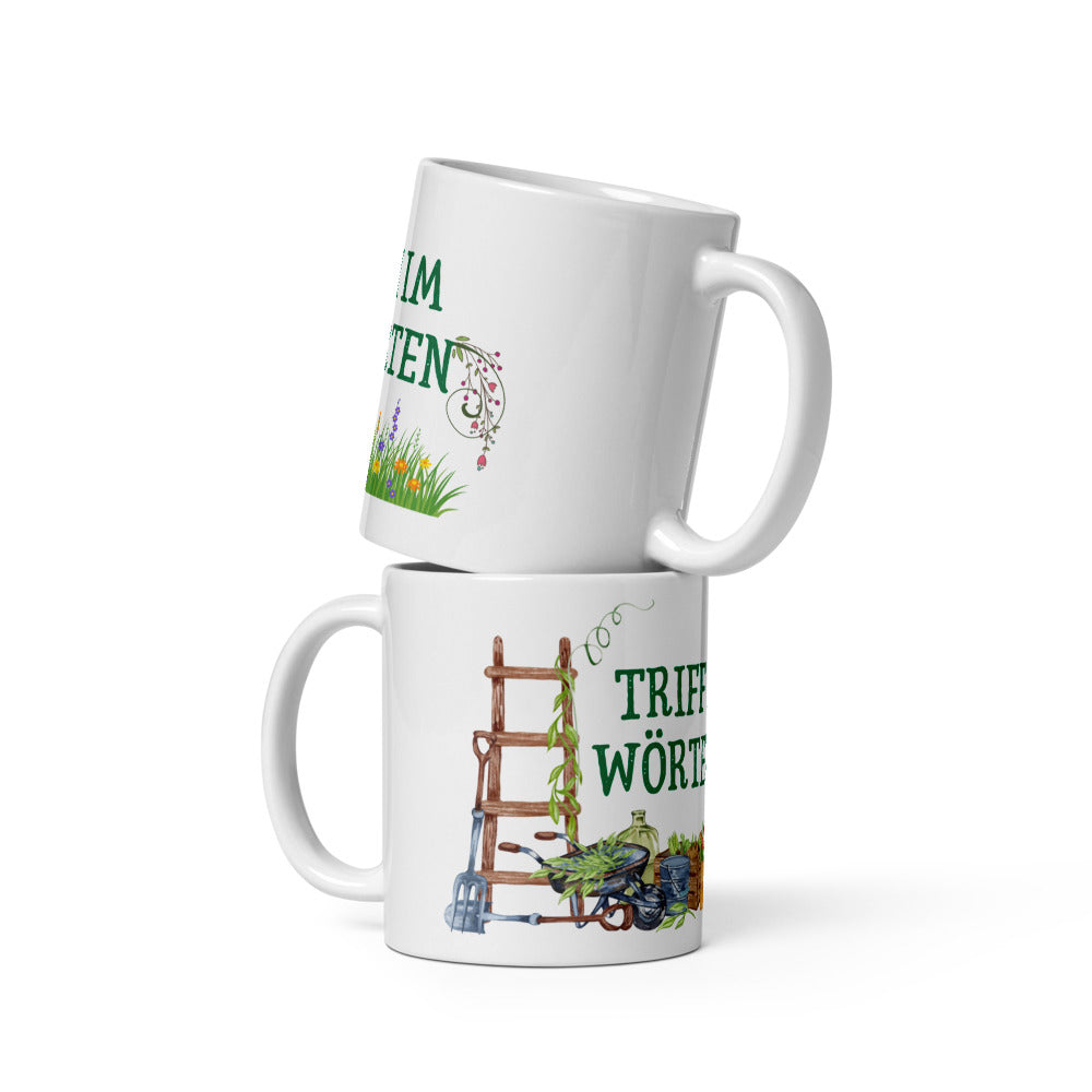 Triff mich im Wörtergarten Kaffeetasse für lesende Gärtner