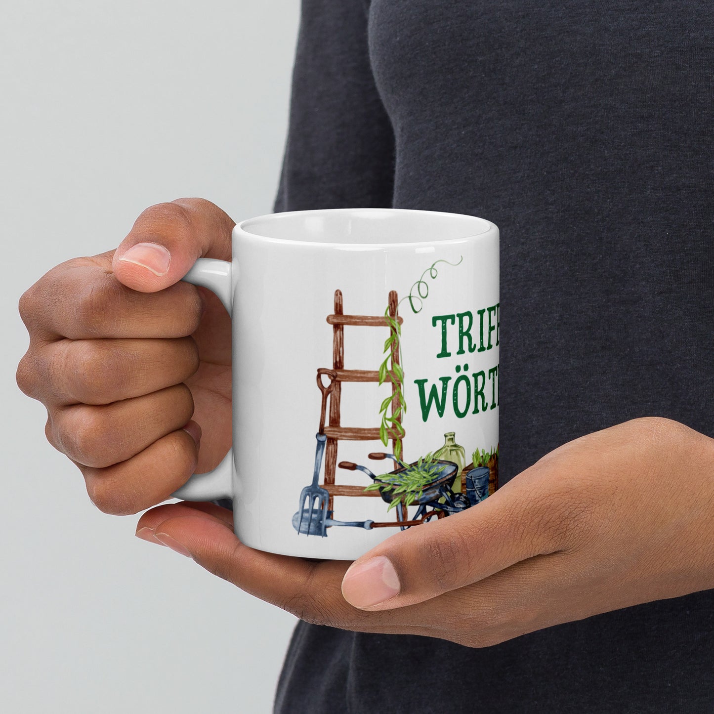 Triff mich im Wörtergarten Kaffeetasse für lesende Gärtner